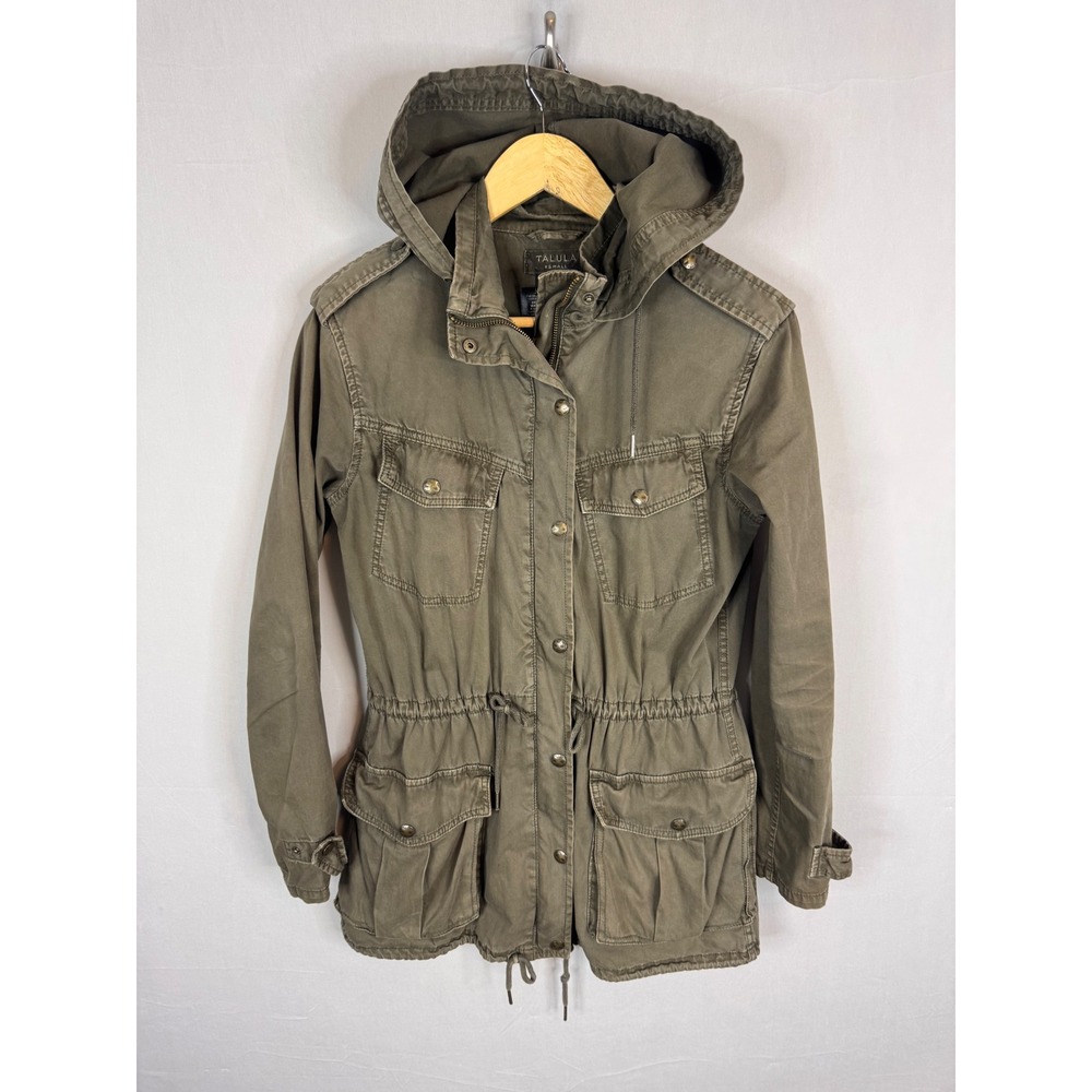 Talula Trooper Jacket Olive Green Utility Field Hooded Cotton Women XS‎ MWC44